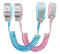 Anti Lost Wrist Link (8.2ft), Socub Toddler Leash Wrist for Kids Child Safety with Key Lock, 2 Pack, Pink and Blue