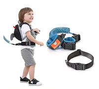 Anti Lost Wrist Link Belt, 1.5M Belts and Wristband 2 in 1 Combination Kit, Adjustable Children Wrist Rope with Lock, Safety Harness for Kids, Baby Harness for Walking(Blue+Black+1.5Meters)