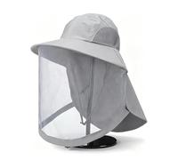 Anti-Mosquito Hat, Sun Protection Fishing Hat with Removable Mesh Face Shield, Breathable Insect Proof Bee Keeping Hat for Men Women,Sun Protection Cap for Outdoor Hiking Gardening Camping (Grey)