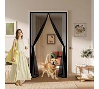 Anti Mosquito Mesh 104 x 300 cm Keep Bugs Out, Full Frame Magic Tape, Powerful Magnets, Self Sealing, No Drill Installation, Fly Nets for Doors for Patio Exterior Indoor Doors, Black