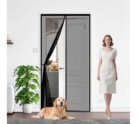Anti Mosquito Mesh 150 x 200 cm Keep Bugs Out, Full Frame Magic Tape, Powerful Magnets, Self Sealing, No Drill Installation, Magnetic Door Screen for Balcony Bedroom Doors, Black