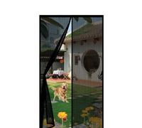 Anti Mosquito Mesh 210 x 180 cm Keep Bugs Out, Full Frame Magic Tape, Powerful Magnets, Self Sealing, No Drill Installation, Mesh with Full Frame for Balcony Bedroom Doors, Black