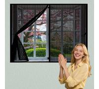 Anti Mosquito Mesh 77 x 240 cm Keep Bugs Out, Full Frame Magic Tape, Powerful Magnets, Self Sealing, No Drill Installation, Pet Screen Door Fly Net for Balcony Bedroom Doors, Black