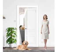 Anti Mosquito Mesh 98 x 180 cm Keep Bugs Out, Full Frame Magic Tape, Powerful Magnets, Self Sealing, No Drill Installation, Magnetic Door Screen for Balcony Bedroom Doors, White