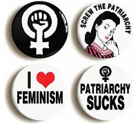 ANTI PATRIARCHY FEMINIST BADGE BUTTON PIN SET (Size is 1inch/25mm diameter)