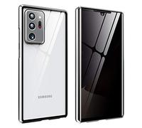 Anti-Peep Case for Samsung Galaxy Note 20 Ultra 5G Anti-Spy Cover 360 Degree Protection Magnetic Adsorption Case Metal Frame Privacy Protection Tempered Glass Anti-Eye Cover, Silver