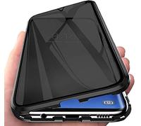Anti-Peep Magnetic Adsorption Case for Xiaomi Mi 11 Cover Metal Bumper Privacy Magnetic Case Double Tempered Glass Anti Spy 360 Degrees Full Screen Protection Case Flip Privacy Cover,Black