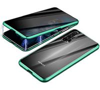 Anti-peep Magnetic Case for Huawei Honor 20/ Nova 5T Cover Magnetic Adsorption Metal Frame Cover Double Tempered Glass Screen Privacy Protector 360 Degrees Protection Case Anti-Spy Flip Cover,Green