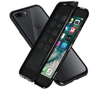 Anti-peep Magnetic Case for iPhone 6 Plus/ 6S Plus cover Magnetic Adsorption Metal Frame Cover Privacy Double Sided Tempered Glass Screen Protector 360 Degrees Protection Case Anti-Spy Cover,Black