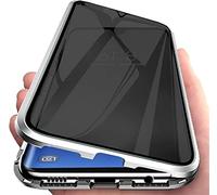 Anti peep Privacy Phone Case for Samsung Galaxy S22/S22 Plus/S22 Ultra Magnetic Case with Built in Privacy Screen Protector Anti Spy Tempered Glass Slim Metal Aluminum Cover ,Silver,for S22 Plus