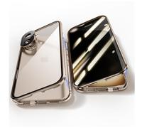 Anti Peeping Case for iPhone 16 Plus, Anti SPY Screen, Anti Peep Magnetic Adsorption Metal Bumper with Lens Protector 360 Degree Protection Front Privacy Tempered Glass Back Clear Cover (Gold)