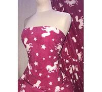 Anti-Pill Polar Fleece Fabric | Soft, Thick & Cuddly Washable Material | Christmas Reindeers, Penguins, Unicorns & Stars | by Tia Knight (Magical Unicorns (Pink), 1 Metre)