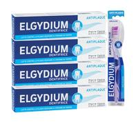 Anti-Plaque Toothpaste (4x75ml) and Elgydium Anti Plaque Toothbrush Medium Bundle
