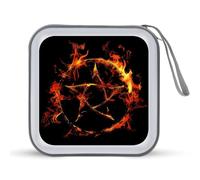 Anti Possession Symbol Flame CD Case 40 Capacity Plastic DVD Storage Box Sleeves Zippered Wallet