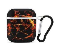 Anti Possession Symbol Flame PC Headphone Case for AirPods 1 And 2 Earphone Cover Earbuds Accessories with Keychain