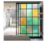 Anti Privacy Glass Church Style Colored Lattice Pattern Glue-Free Static Cling Door Sticker(Color 2,60cmx200cm)