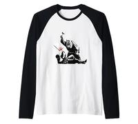 Anti-Protest Statement Street Art Stencil Style Graffiti Raglan Baseball Tee