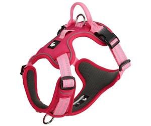 Anti-pull dog harness for English Setter, with handle, adjustable reflective vest-style harness, breathable and soft mesh fabric, leash buckles at both the front and back. red S
