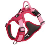 Anti-pull dog harness for German Wirehaired Pointer, with handle, adjustable reflective vest-style harness, breathable and soft mesh fabric, leash buckles at both the front and back. red S