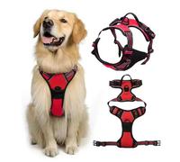 Anti-Pull Harness, Anti-Pull Dog Harness with Step-In Design, Breathable and Padded for Dogs, For Relaxed Walks, Control Without Pulling(RED,L(17-22KG))