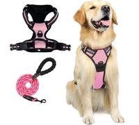Anti-pull pull-on dog harness - breathable and reinforced - for comfortable walking - effectively prevents pulling on the leash - suitable for dogs (Rosa,L)