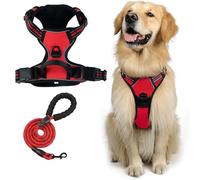 Anti-pull pull-on dog harness - breathable and reinforced - for comfortable walking - effectively prevents pulling on the leash - suitable for dogs (Rot,M)