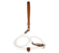 Anti Pulling Dog Lead with Martingale Collar and Leather Handle. Made in Spain. Training Leash for Small, Medium and Large Dogs. 160 cm. White&Cognac