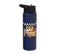 Anti-Racist Ska Punk 2-Tone Chess Checked OI Rude Boy Stainless Steel Insulated Water Bottle