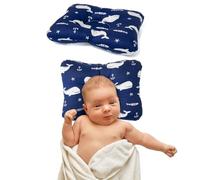 Anti-roll Cushion 100% Cotton Fabric Soft and Breathable: Small and Easy to Carry, Children's Cushions for Cot, Pram, Travel, Room Decoration (Whales)