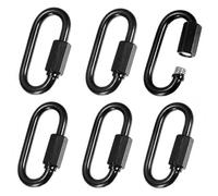 Anti Rust Jet Black M5 Quick Links No Flaking Paint Chain Connector 6 Pack Heavy Duty Smooth Thread Locking Carabiner Clips for Garden Shading Sail Pet Leash Hammock 5x2.2x0.7cm