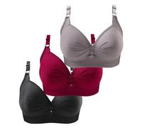 Anti Sagging Bras for Older Women 3 Pack Bras for Sagging Breasts Wireless Push-Up Bra Super Gather Wire-Free Push-Up Bra Ladies Non Wired Full Coverage Padded Seamless Comfort Sports Bralettes