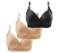 Anti Sagging Bras for Older Women 3 Pack Bras for Sagging Breasts Wireless Push-Up Bra Super Gather Wire-Free Push-Up Bra Ladies Non Wired Full Coverage Padded Seamless Comfort Sports Bralettes