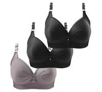 Anti Sagging Bras for Older Women 3 Pack Bras for Sagging Breasts Wireless Push-Up Bra Super Gather Wire-Free Push-Up Bra Ladies Non Wired Full Coverage Padded Seamless Comfort Sports Bralettes