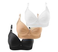 Anti Sagging Bras for Older Women 3 Pack Wireless Push-Up Bra Super Gather Wire-Free Push-Up Bra Ladies Non Wired Full Coverage Padded Seamless Comfort Sports Bralettes Bras for Sagging Breasts