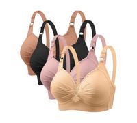 Anti Sagging Bras for Older Women 4 Pack Bra Wireless Full Coverage Lace Bralette Adjustable Straps Soft Bras for Women UK Push Up Comfort Bralette Ladies Plus Size Bra Comfort Everyday Bralettes