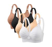 Anti Sagging Bras for Older Women 4 Pack Bra Wireless Full Coverage Lace Bralette Adjustable Straps Soft Bras for Women UK Push Up Comfort Bralette Ladies Plus Size Bra Comfort Everyday Bralettes