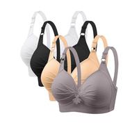 Anti Sagging Bras for Older Women 4 Pack Bra Wireless Full Coverage Lace Bralette Adjustable Straps Soft Bras for Women UK Push Up Comfort Bralette Ladies Plus Size Bra Comfort Everyday Bralettes