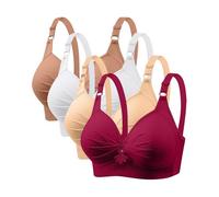 Anti Sagging Bras for Older Women 4 Pack Bra Wireless Full Coverage Lace Bralette Adjustable Straps Soft Bras for Women UK Push Up Comfort Bralette Ladies Plus Size Bra Comfort Everyday Bralettes