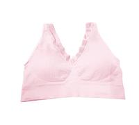 Anti Sagging Breast Bra UK Plus Size Bralettes Women's Front Side Buckle Lace Edge Without Movement Gathering Adjustment Yoga Sleep Large Bra 40E Bra Pull On Bras with Support for The (Pink, XXXXL)