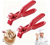 Anti-Scald Bowl Holder Clip,Hot Plate Gripper,Anti-Scald Bowls Plates Gripper,Kitchen Multi-Function Anti-Scalding Bowls Plates Silicone Tongs for Pot Dish Pan Clip Holder (Red,2PCS)