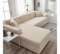 Anti Scratch Cat Sofa Cover Soft & Comfortable L Shaped Couch Protector for Living Room Pet & Kid Friendly Off White Fits 3 Seater 190 230cm