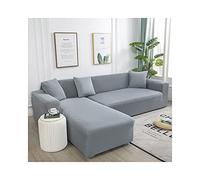 Anti-Scratch Sofa Cover for 3-Seater Stretchable Right-Facing Sectional Solid Gray Polyester Slipcover Pet-Friendly Furniture Protector Easy to Clean