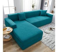 Anti-Scratch Velvet Sofa Cover for Cats - Machine Washable Stretchable All-Inclusive Protection Soft & Comfortable Fabric Lake Blue Fits 3-Seater Sofas (190x230 cm)