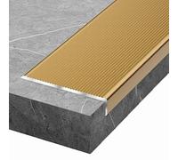 Anti-Slip Aluminum Stair Edge Profile 10cm Wide L-Shaped Molding with Gold Finish Step Nose Design 90cm/36in Length - Perfect for Safety and Style!