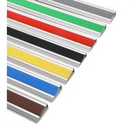 Anti-slip Aluminum Stair Nosing Edge Trim with Flexible Rubber Strip, 4.5x2.1x100cm L-shaped Staircase Edging Protector for Indoor Outdoor(Brown)