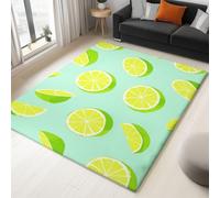 Anti Slip Area Rugs 160 x 230 cm Graphic Design Lime Carpet, Non-Shedding Soft Fluffy Carpet, Green Modern Indoor Carpets for Living Room, Bedroom, Dining Room, Stylish & Cozy Flannel Rug