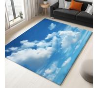 Anti Slip Area Rugs 160 x 230 cm Photography Blue Sky White Clouds Carpet, Non-Shedding Soft Fluffy Carpet, Blue Modern Indoor Carpets for Living Room, Bedroom, Dining Room, Stylish & Cozy Flannel Rug
