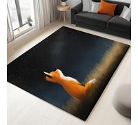 Anti Slip Area Rugs 180 x 240 cm Cartoon Fox Starry Sky Carpet, Non-Shedding Soft Fluffy Carpet Dark Blue Modern Indoor Carpets - for Living Room Bedroom Dining Room Stylish & Cozy Flannel Rug