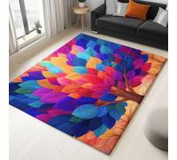 Anti Slip Area Rugs 180 x 240 cm Oil Painting Tree Of Life Carpet, Non-Shedding Soft Fluffy Carpet, Colourful Modern Indoor Carpets for Living Room, Bedroom, Dining Room, Stylish & Cozy Flannel Rug