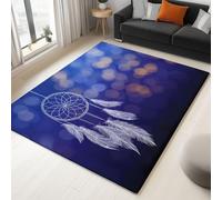 Anti Slip Area Rugs 180 x 240 cm Surrealism Dreamcatcher Feathers Carpet, Non-Shedding Soft Fluffy Carpet Dark Blue Modern Indoor Carpets - for Living Room Bedroom Dining Room Stylish Rug